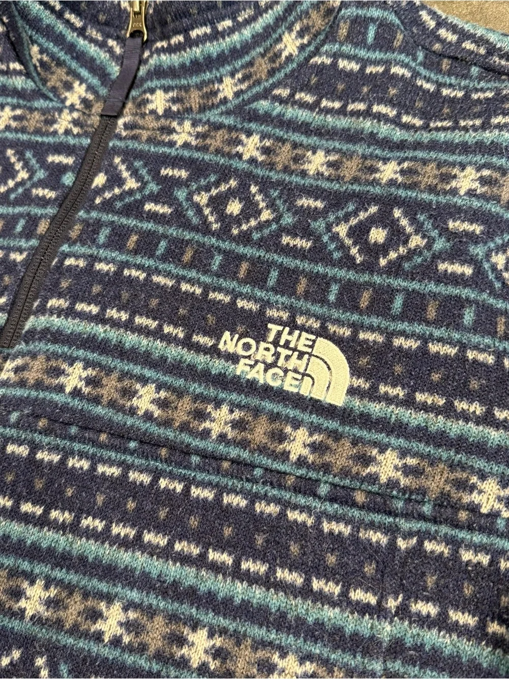 The North Face Tsillan fleece pullover sweatshirt fair isle blue XL men’s